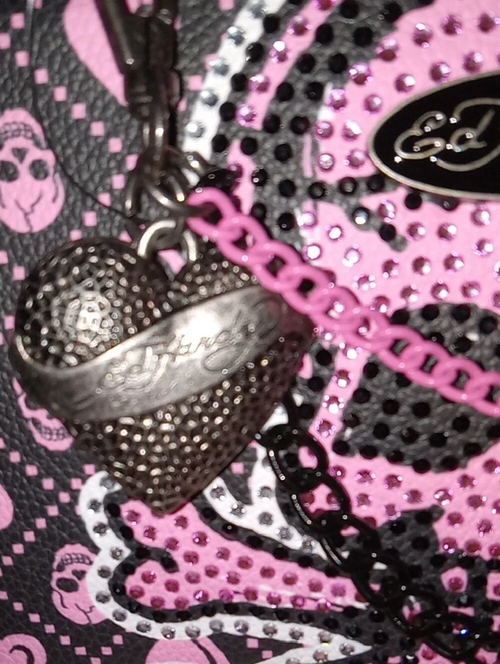 Pink Skull Ed Hardy Rhinestone Satchel NWTS